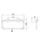 Nero Zen hand towel ring technical drawing in brushed bronze, showing 240mm x 109mm dimensions and 67mm projection