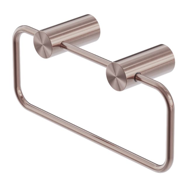 Nero Zen brushed bronze hand towel ring with dual concealed wall brackets