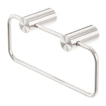 Nero Zen brushed nickel hand towel ring with dual concealed brackets, shown on white background
