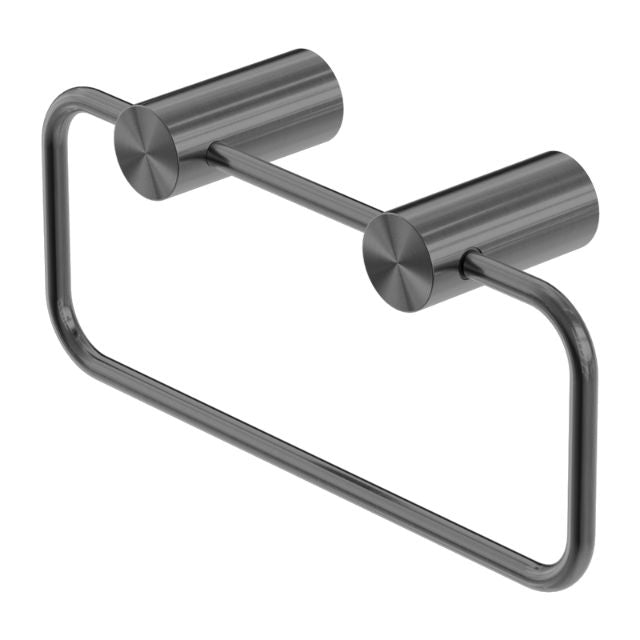 Nero Zen SS316L hand towel ring in graphite, with rounded rectangular design and concealed wall mounts