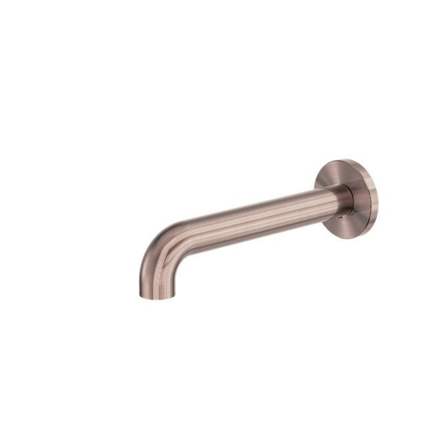 Nero Zen round basin/bath spout, brushed bronze stainless steel, 185mm reach, wall-mounted