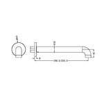Technical drawing of Nero Zen round basin/bath spout, showing side and front views with dimensions in brushed gold finish
