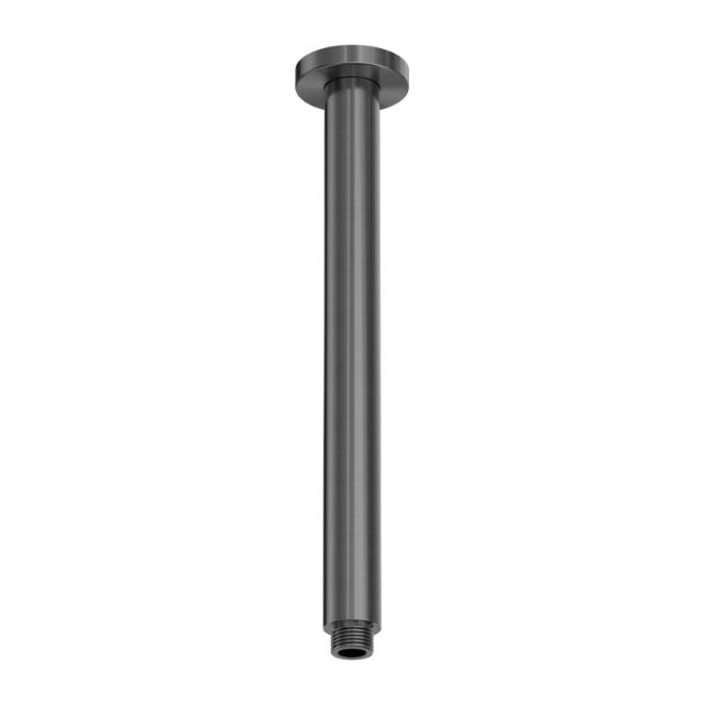 Nero Zen round ceiling shower arm, graphite finish, 300mm stainless steel ceiling-mounted arm with plate