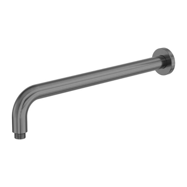 Nero Zen round shower arm, graphite stainless steel, 400mm L-shape, wall-mounted outdoor shower arm