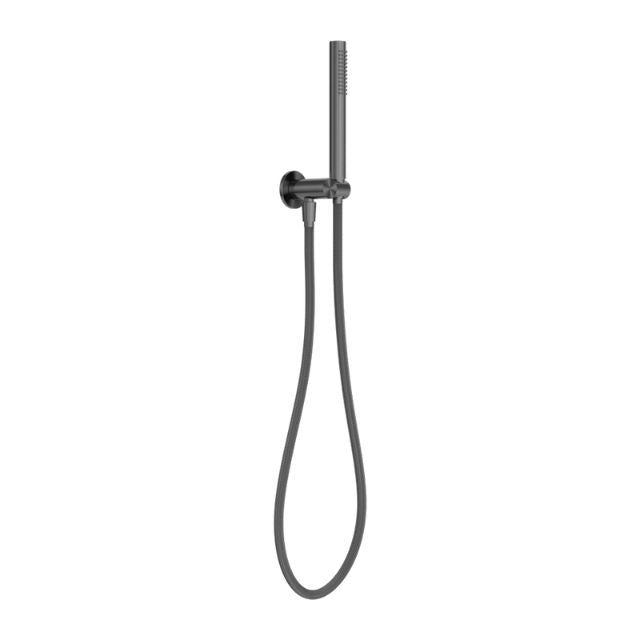Nero Zen SS316L outdoor hand shower on wall bracket with hose in graphite finish