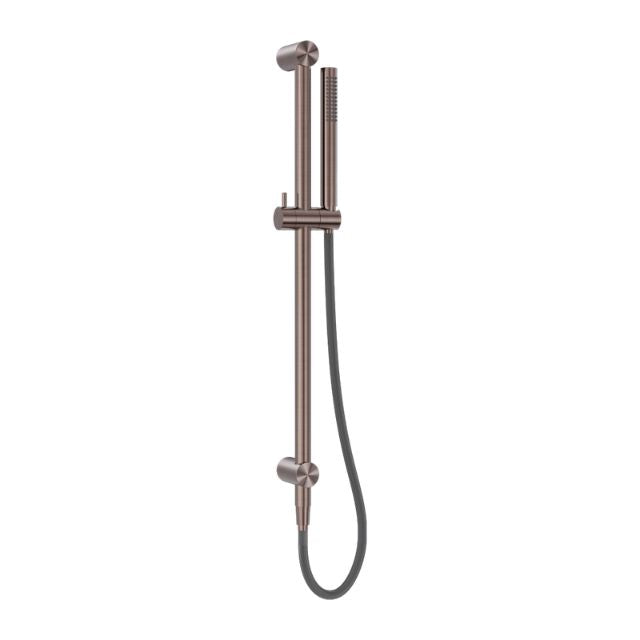 Nero Zen brushed bronze shower rail with hand shower and hose, wall-mounted stainless steel outdoor shower set