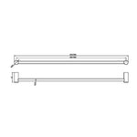 Technical drawing of Nero Zen 800mm single towel rail in brushed gold, showing dimensions and concealed wall fixings