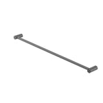 Nero Zen single towel rail 800mm in graphite, wall-mounted stainless steel with round brackets