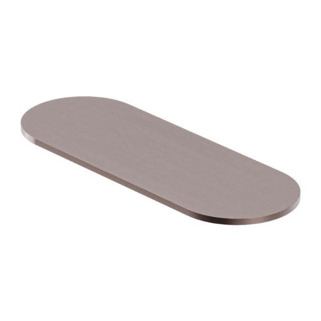 Nero Zen soap dish holder in brushed bronze, oval stainless steel bathroom accessory on white background
