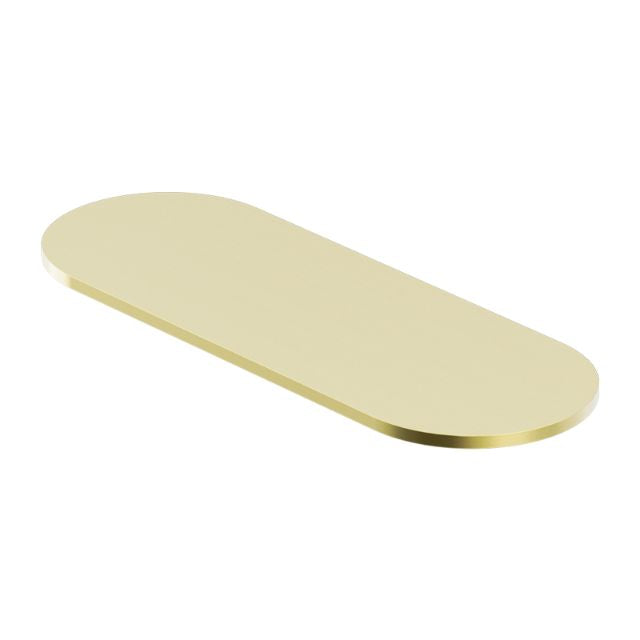 Nero Zen brushed gold soap dish holder, oval wall-mounted bathroom accessory, shown on white background