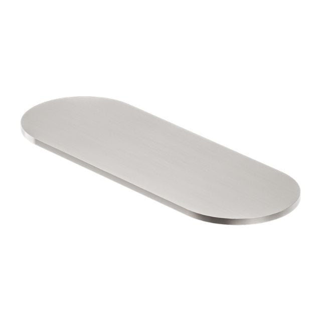 Nero Zen oval soap dish holder in brushed nickel stainless steel, shown on white background
