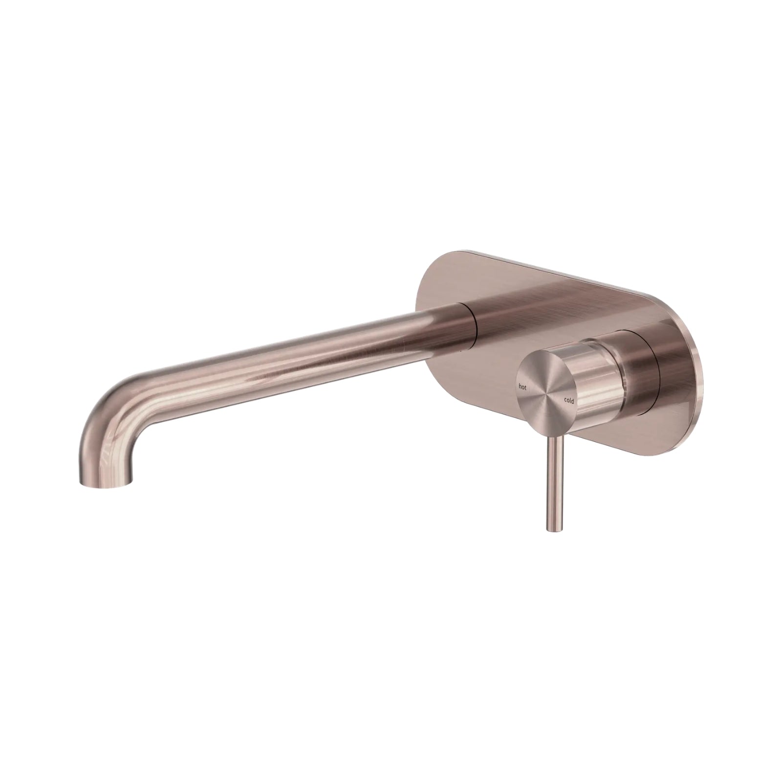 Nero Zen brushed bronze wall basin/bath mixer with 230mm spout and round wall plate, side lever visible