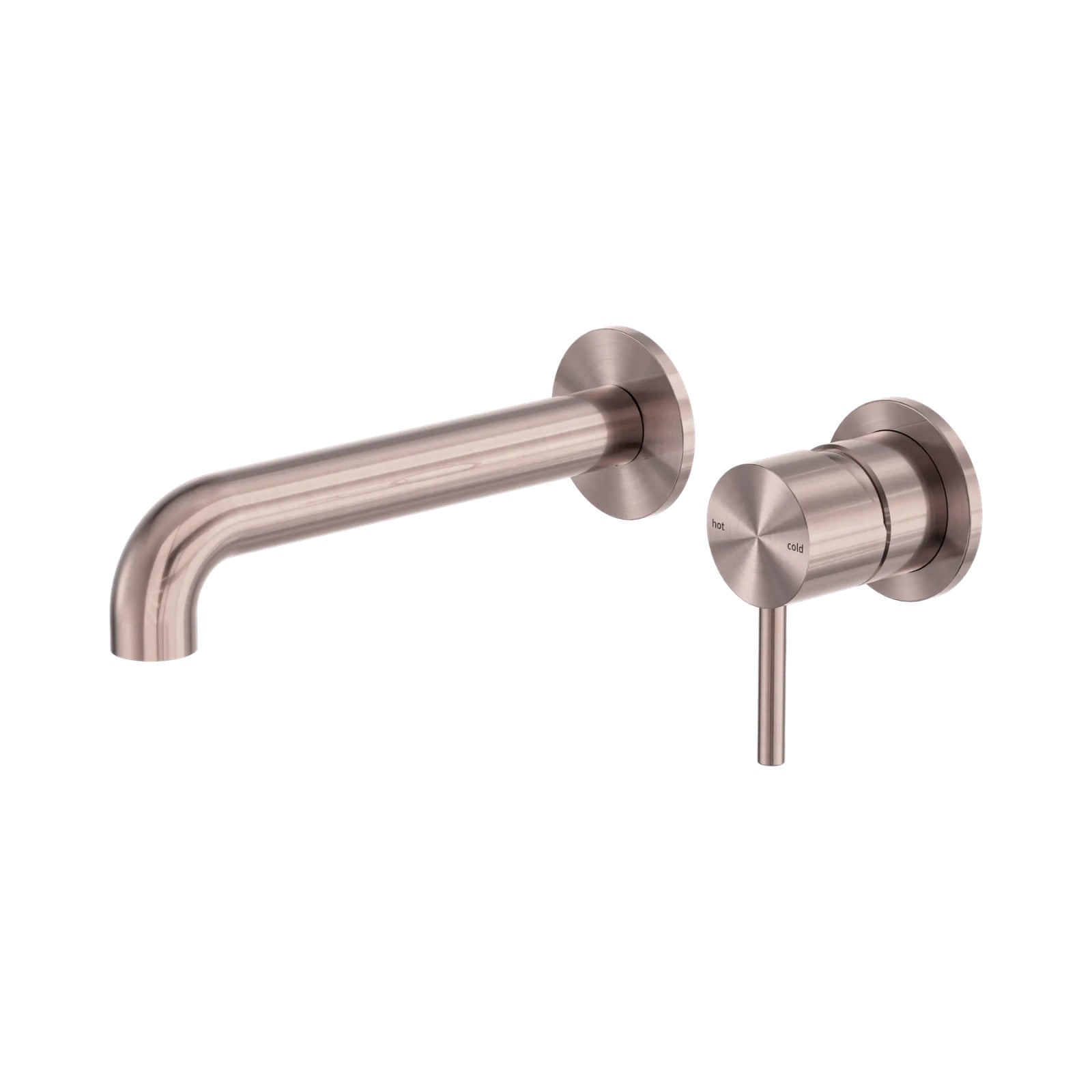 Nero Zen wall basin/bath mixer in brushed bronze with 185mm spout and separate back plate, wall mounted tap set