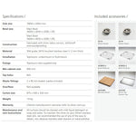 Oliveri Spectra double bowl stainless steel kitchen sink specifications and included accessories panel in a technical layout
