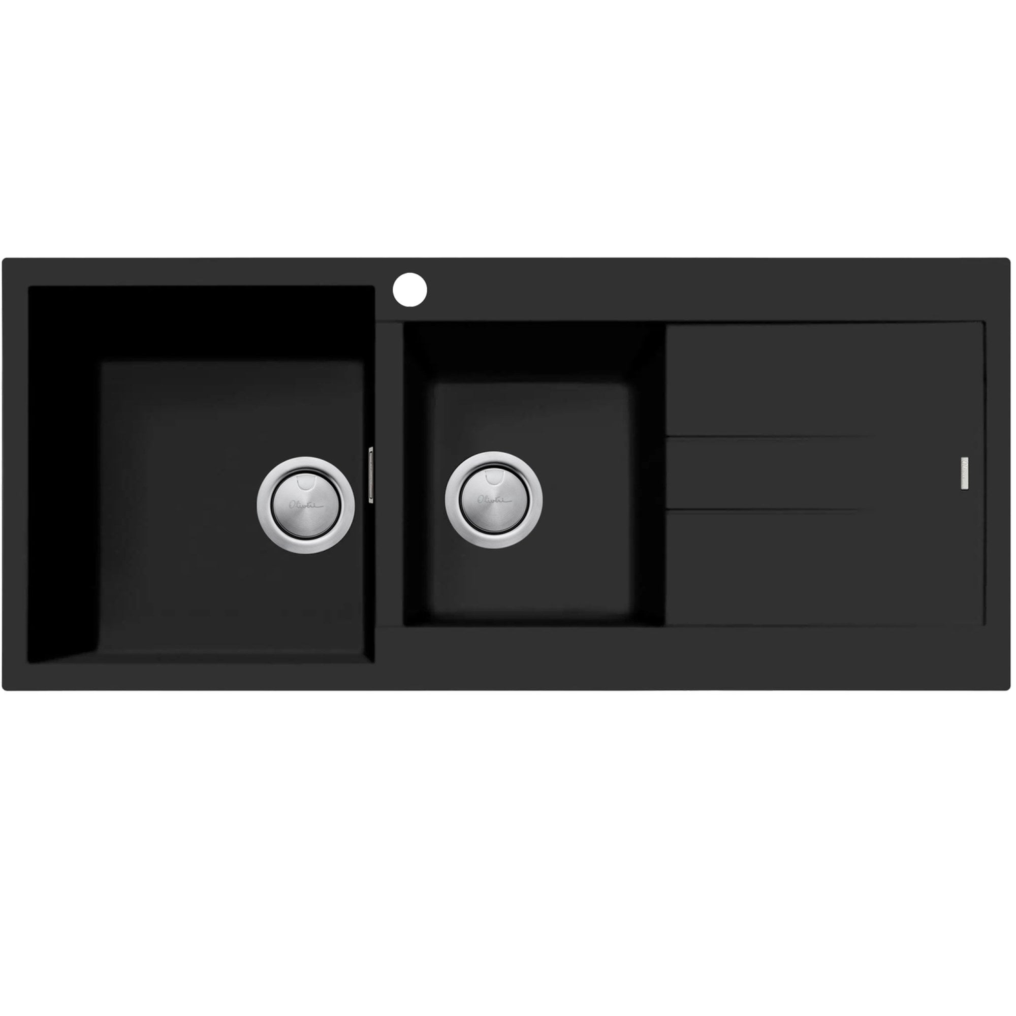 Oliveri Santorini 1 & 3/4 Bowl Topmount Sink With Drainer Matte Black
