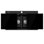 Oliveri Santorini Black Double Bowl Topmount Sink With Glass Top Black Granite