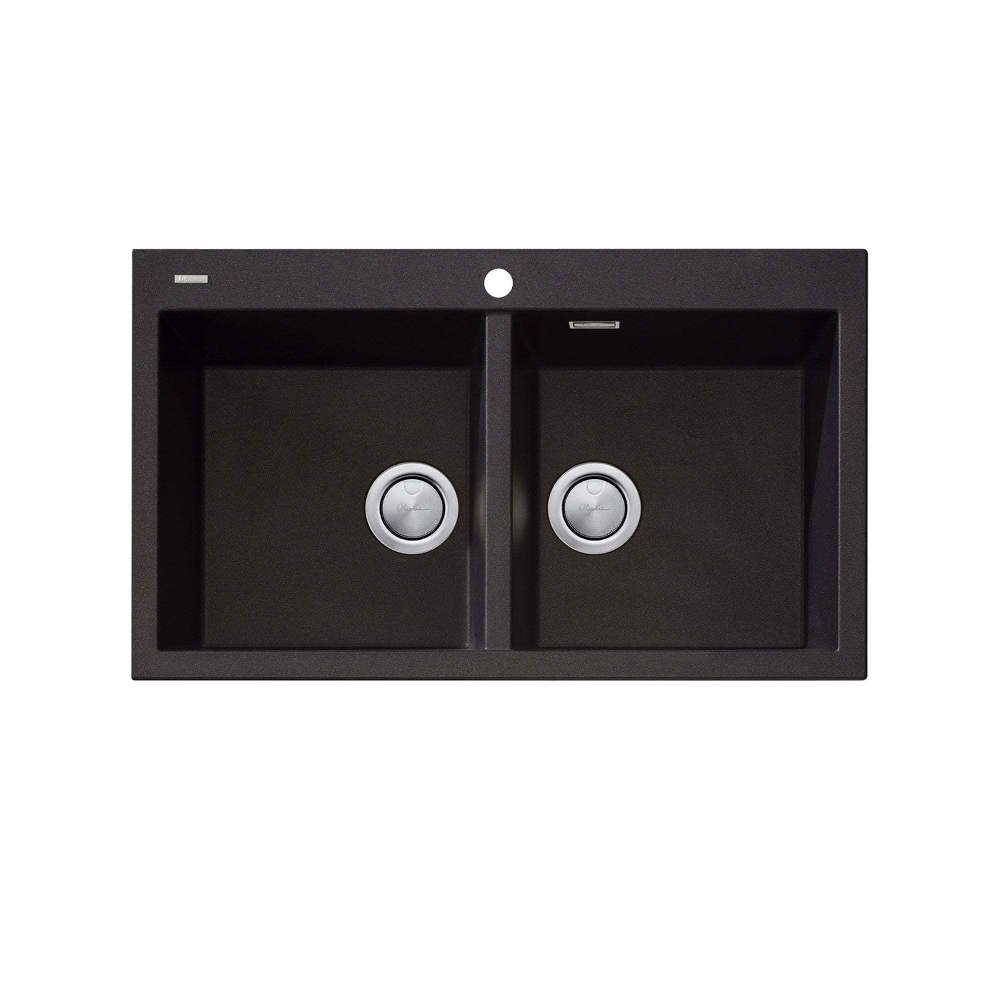 Oliveri Santorini Double Bowl Topmount Sink Black Granite