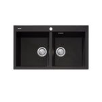 Oliveri Santorini Double Bowl Topmount Sink Black Granite