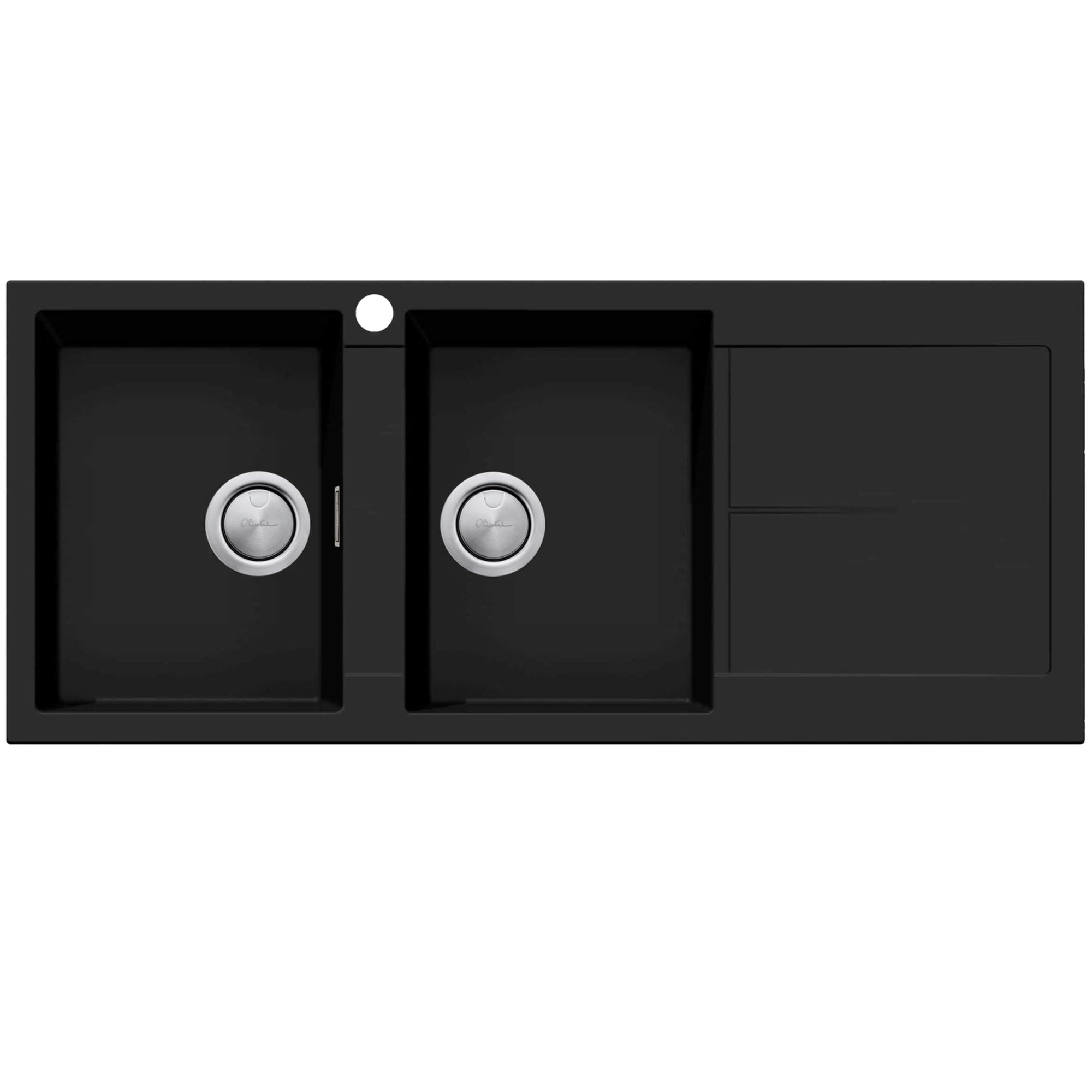 Oliveri Santorini Double Bowl Topmount Sink With Drainer Matte Black