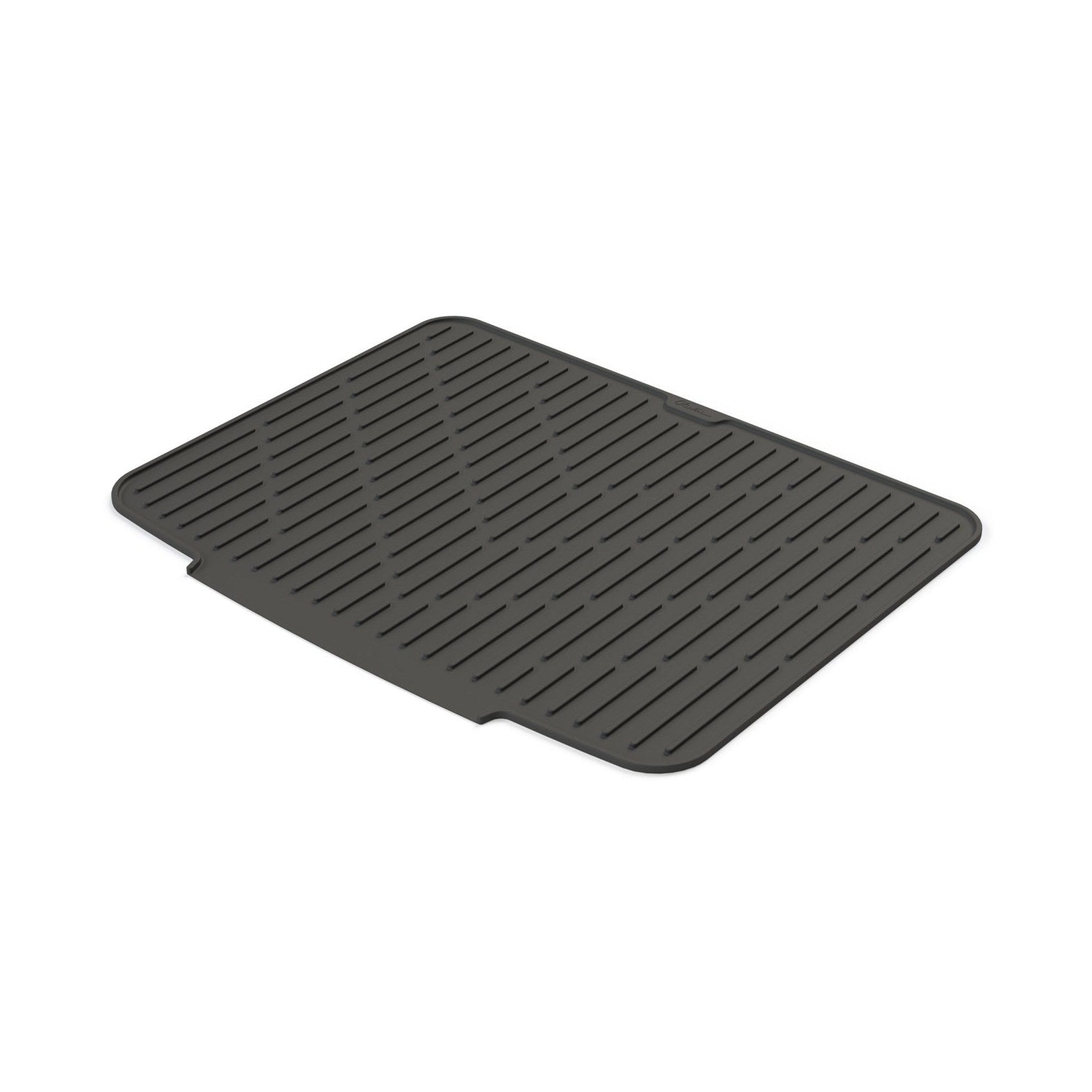 Oliveri charcoal silicone drainer mat with raised ribs, shown on a white background