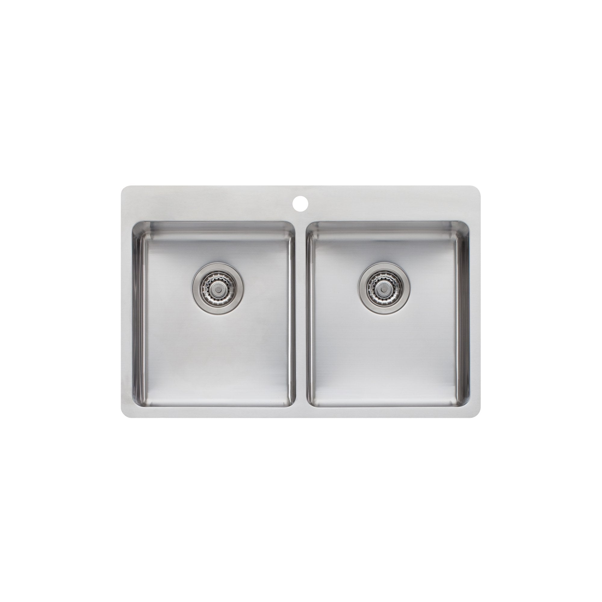 Oliveri Sonetto Double Bowl Topmount Sink Brushed Stainless Steel