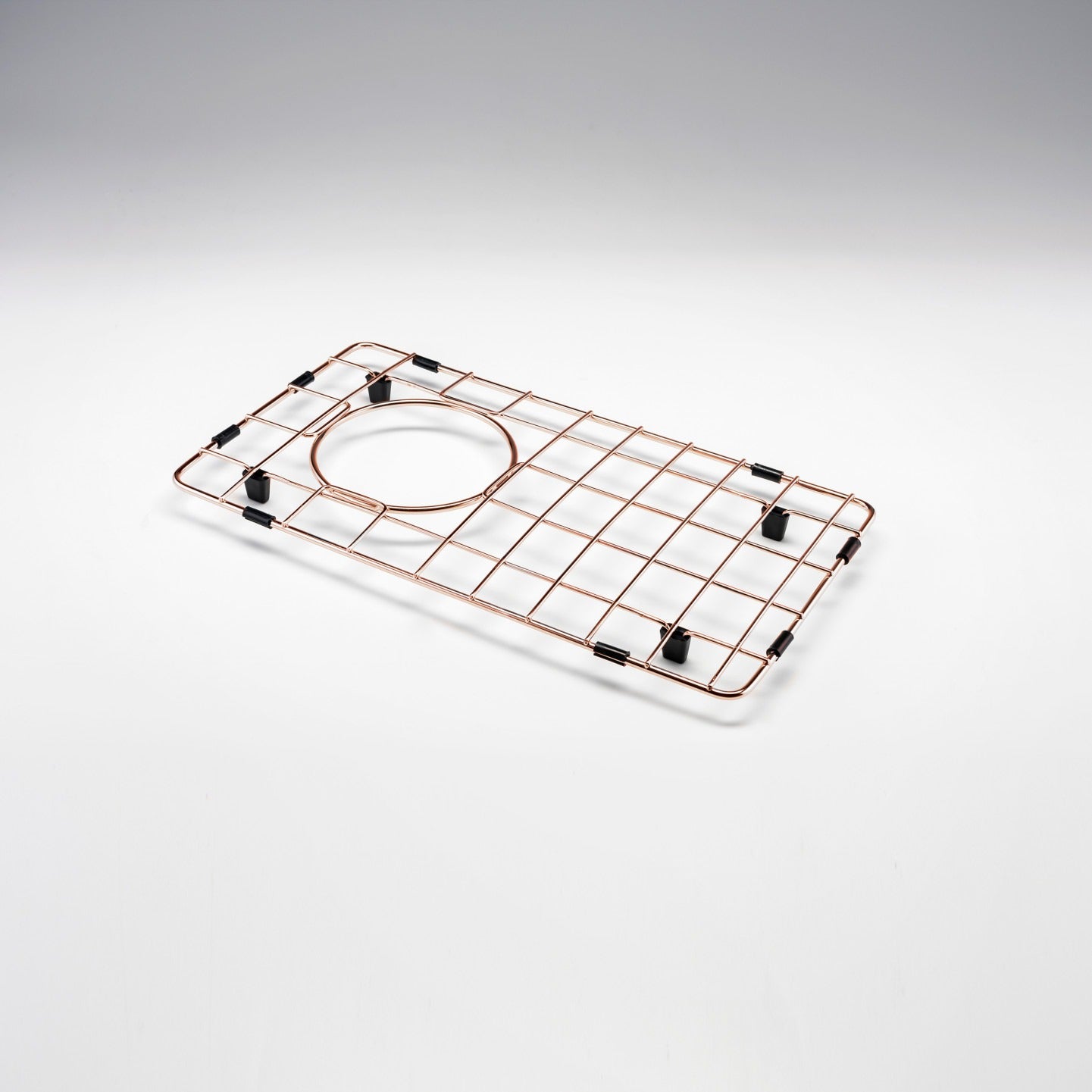 Oliveri Spectra half bowl protector in copper, stainless steel sink accessory with raised grid and round bowl cut-out