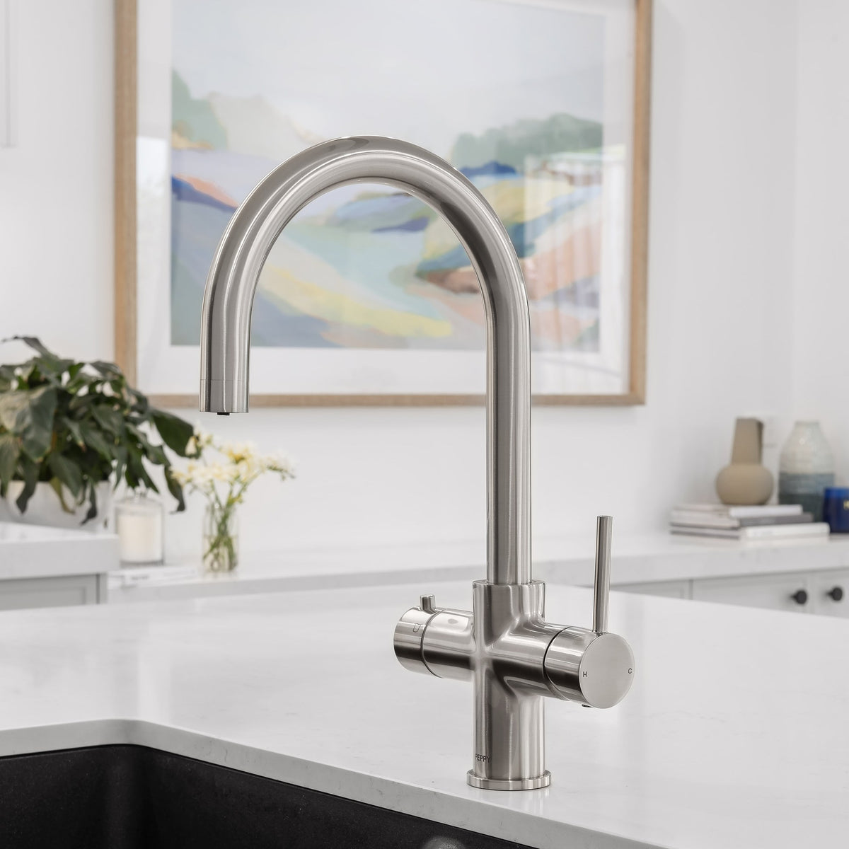 Peppy Taps Flagship 4 in 1 Boiling and Ambient Filtered Tap Brushed Nickel