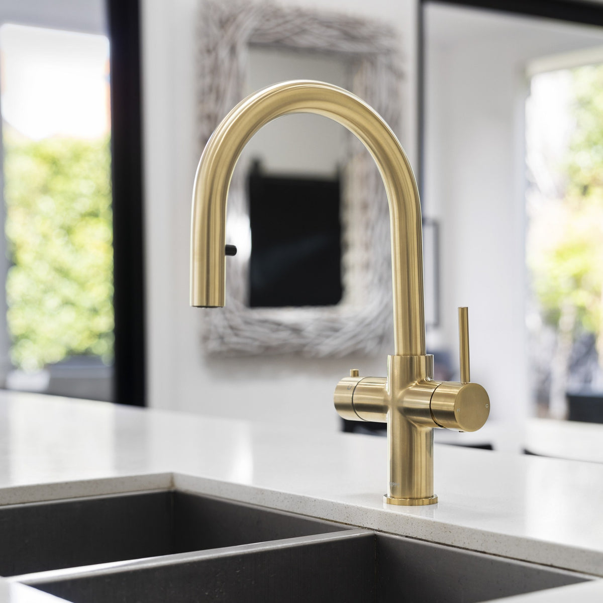 Peppy Taps Flagship 4 in 1 Pullout Boiling and Ambient Filtered Tap Brushed Brass