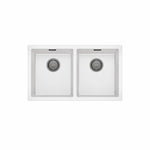 Phoenix 5000 Series Double Bowl Quartz Resin Sink 804 x 468mm Matte White