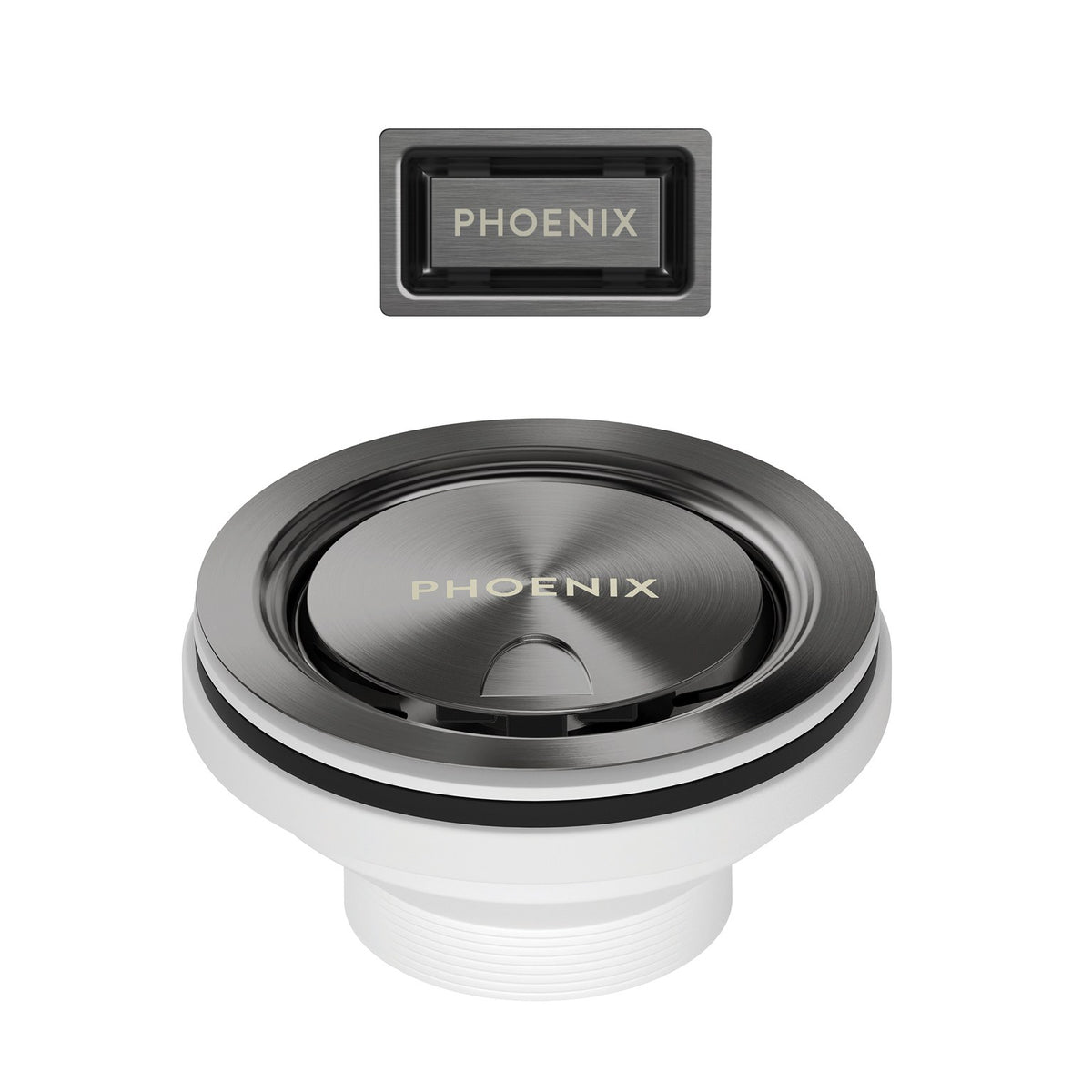 Phoenix 50mm Covered Sink Basket Waste & Overflow Brushed Carbon