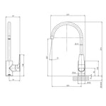 Phoenix Arlo Sink Mixer 200mm Gooseneck Brushed Gold