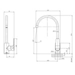 Phoenix Arlo Sink Mixer 6 Star 200mm Gooseneck Brushed Gold