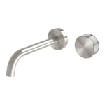 Phoenix Axia brushed nickel wall basin/bath curved outlet set with round wall mixer trim