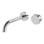Phoenix Axia chrome wall basin/bath curved outlet set with round wall plate and matching control spindle set