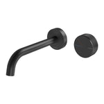Phoenix Axia wall basin/bath curved outlet set in matte black, with round wall plate and mixer handle