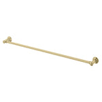 Phoenix Cromford single towel rail 800mm brushed gold with round wall mounts on white background