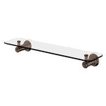 Phoenix Cromford 450mm glass bathroom shelf in brushed bronze, wall-mounted with round brackets