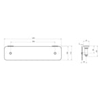 Phoenix Cromford 450mm glass shelf technical drawing in brushed gold, showing dimensions and concealed wall bracket detail