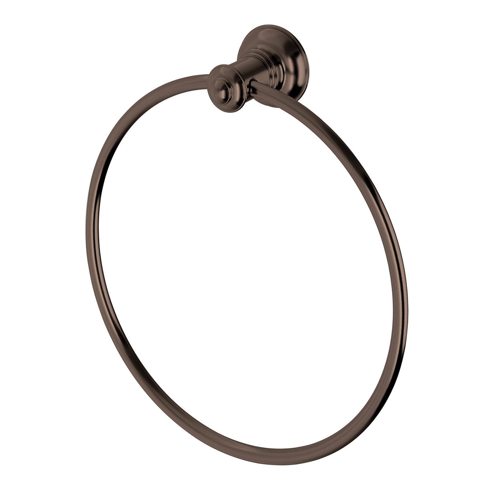 Phoenix Cromford round hand towel holder in brushed bronze, wall-mounted bathroom accessory on white background