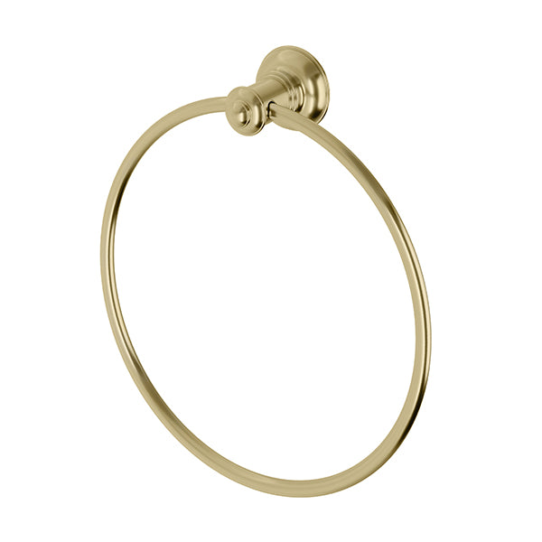 Phoenix Cromford brushed gold hand towel holder, round wall-mounted bathroom accessory