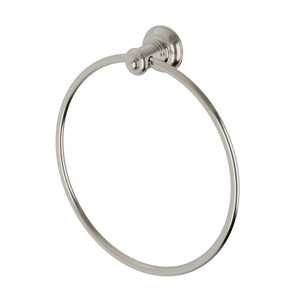 Phoenix Cromford brushed nickel hand towel holder, round wall-mounted bathroom accessory with concealed fixing