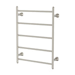 Phoenix Cromford heated towel ladder, 5 bars, brushed nickel, front view on white background