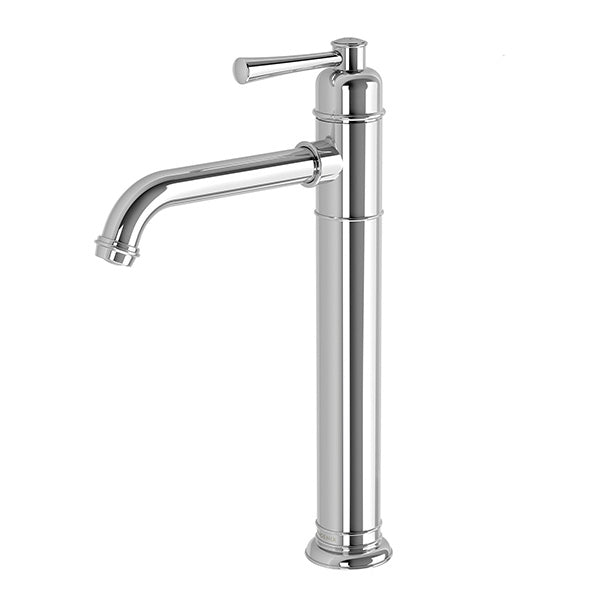 Phoenix Cromford vessel mixer tap in chrome with tall cylindrical body and curved spout