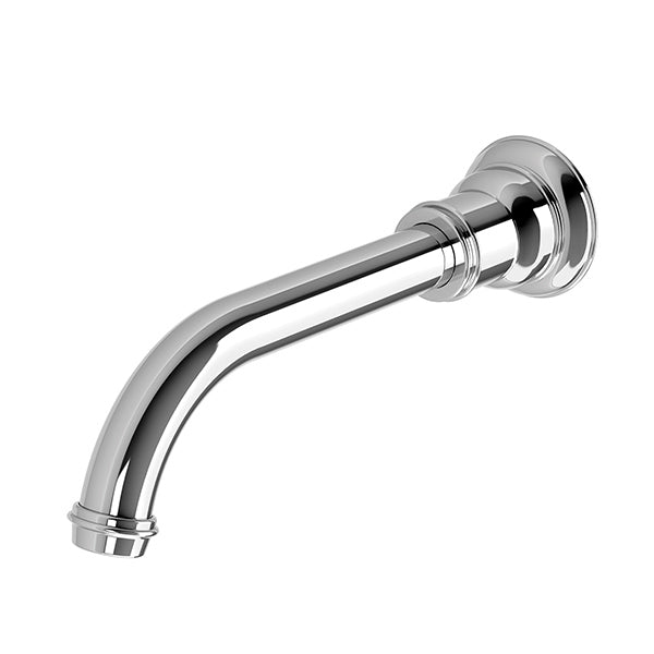 Phoenix Cromford chrome wall basin/bath outlet spout, curved 180mm design with round wall mount
