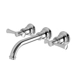 Phoenix Cromford chrome 3 piece wall basin/bath tap set with curved spout and two lever handles