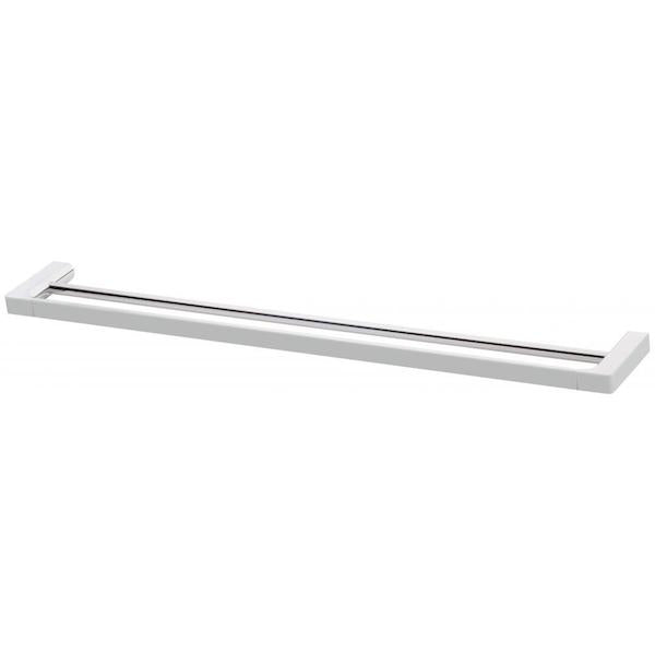 Phoenix Gloss double towel rail 800mm in chrome, horizontal bathroom accessory on white background