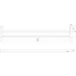 Phoenix Gloss double towel rail 800mm technical drawing in brushed carbon, showing front and side views with dimensions