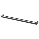 Phoenix Gloss double towel rail 800mm in brushed carbon, wall-mounted brass bathroom accessory, side view on white background