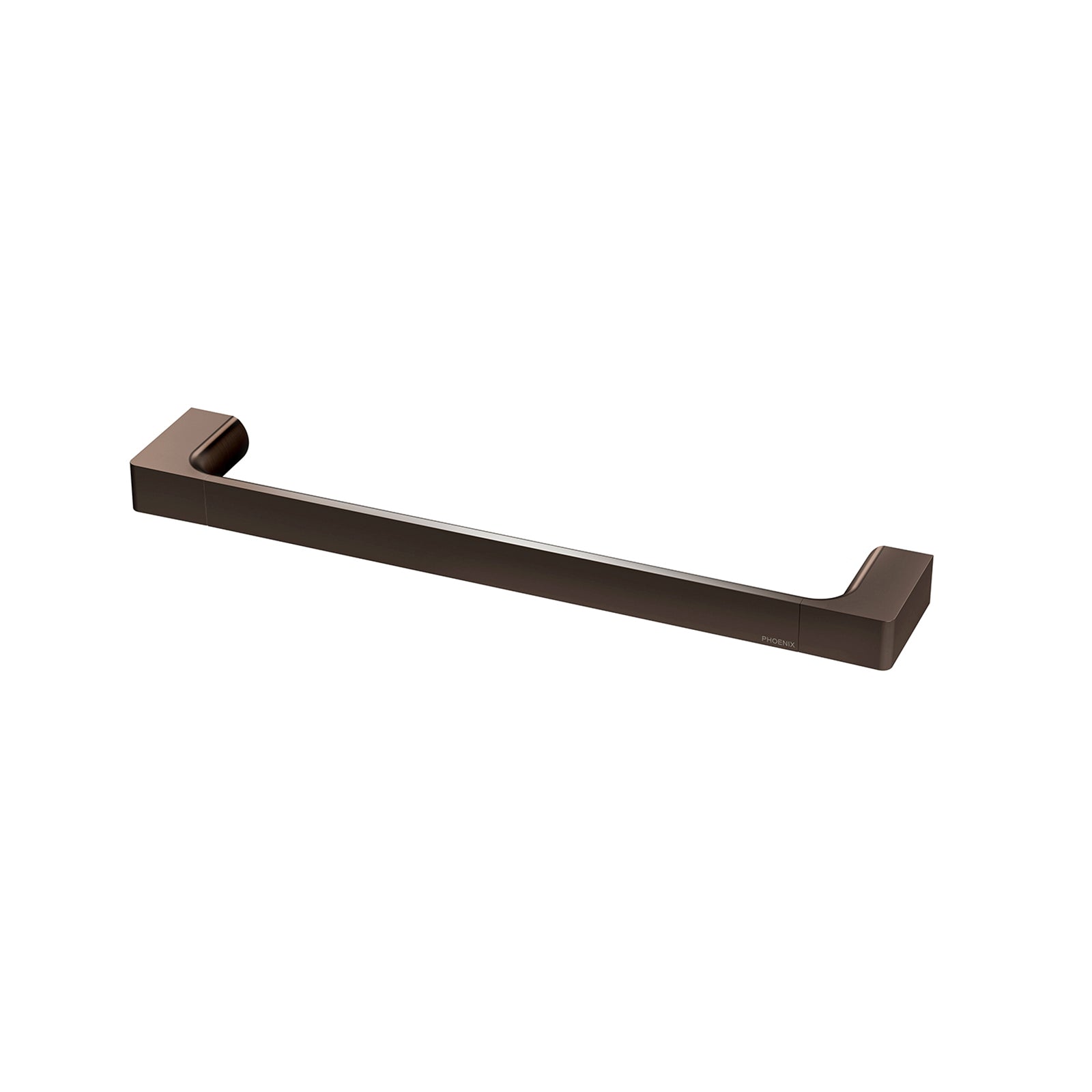 Phoenix Gloss hand towel holder in brushed bronze, modern wall-mounted rail with clean angular ends