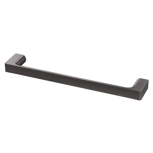 Phoenix Gloss hand towel holder in brushed carbon, wall-mounted bathroom accessory with sleek rectangular bar finish